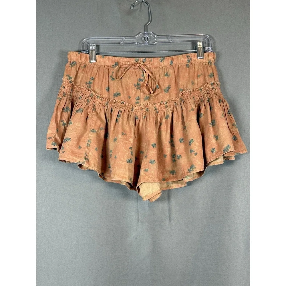 Free People Callista Printed Shorts Peach Boho Cottagecore Women's Medium - Picture 1 of 14